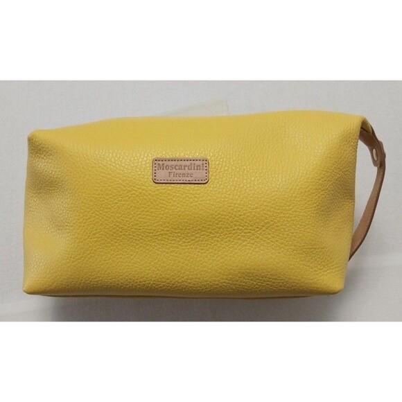 Moscardini~Firenze- Soft Yellow Leather Travel Toiletry Bag- NWOT - Picture 2 of 16
